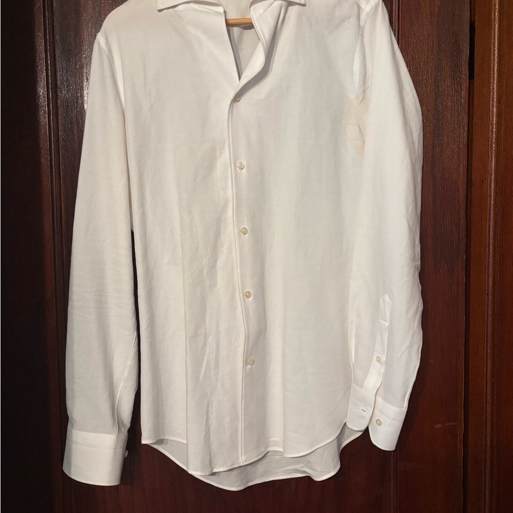 Suitsupply White Cotton Widespread Collar Dress Shirt